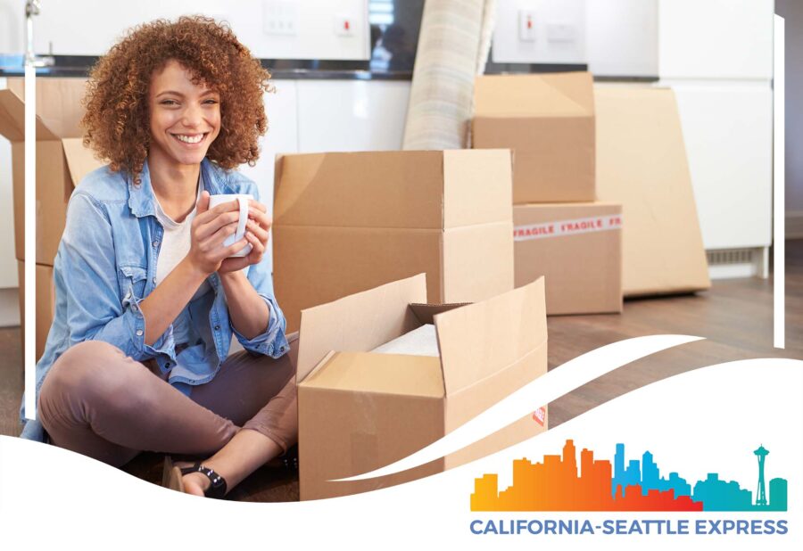 A woman getting prepared for professional movers from Seattle to California