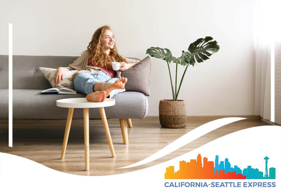 Girl at home California-Seattle Express Logo