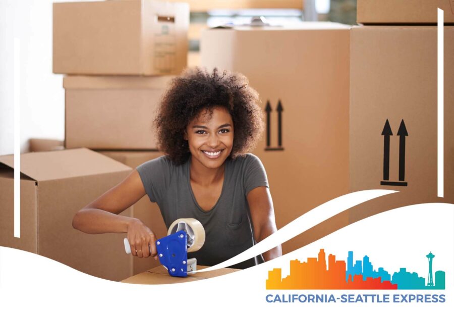 happy girl packing California-Seattle Express logo