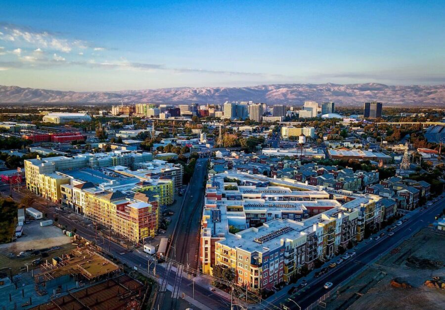 Aerial view of buildings in San Jose