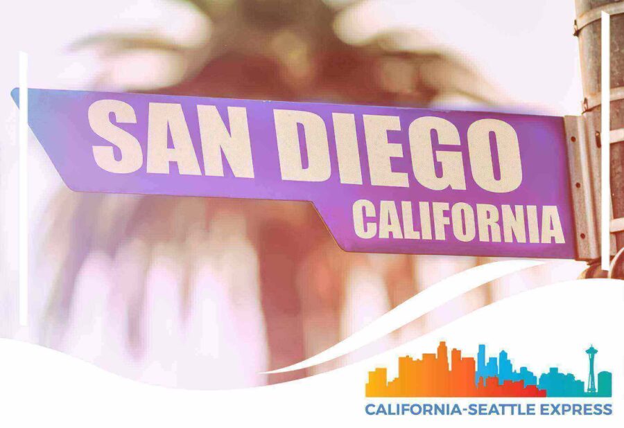 San Diego sign, California-Seattle Express Logo