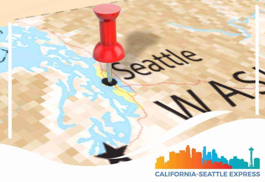 Seattle on the map, California-Seattle Express Logo