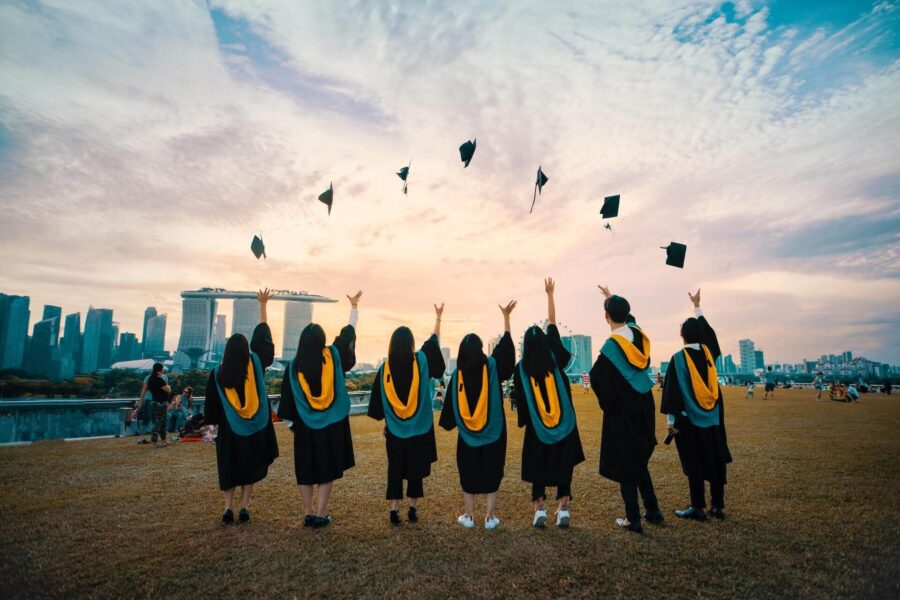 Students graduating after moving long-distance