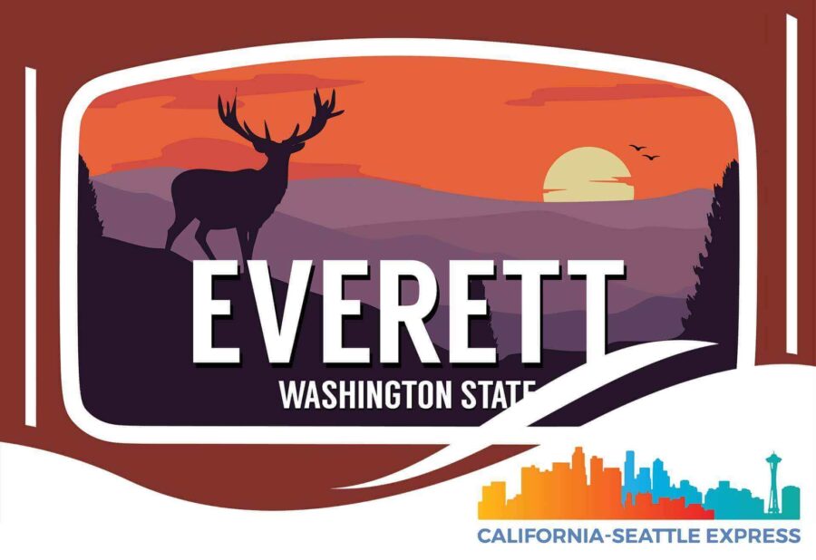 Everett city sign California-Seattle Express logo