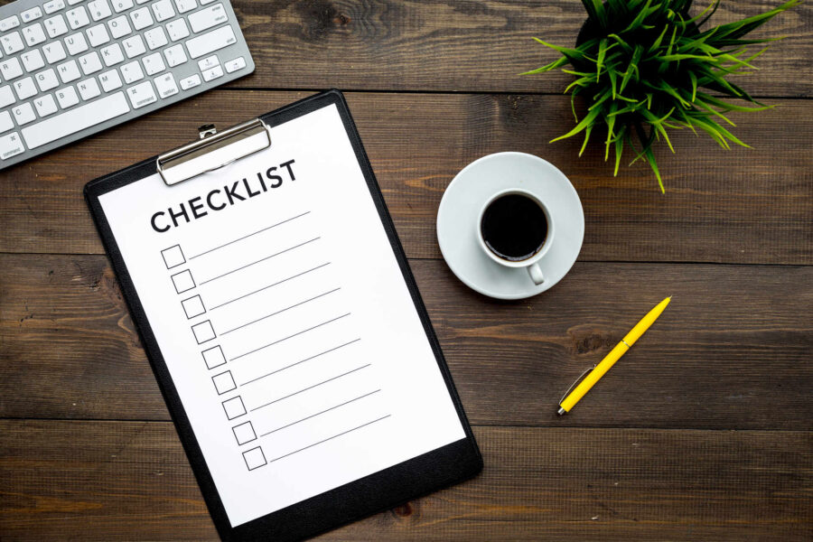 A checklist on a table