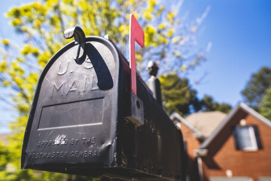 A mailbox in the yard